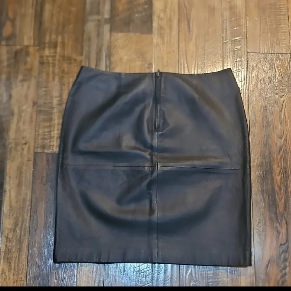 Newport News Black Genuine Leather Mini Skirt‎
